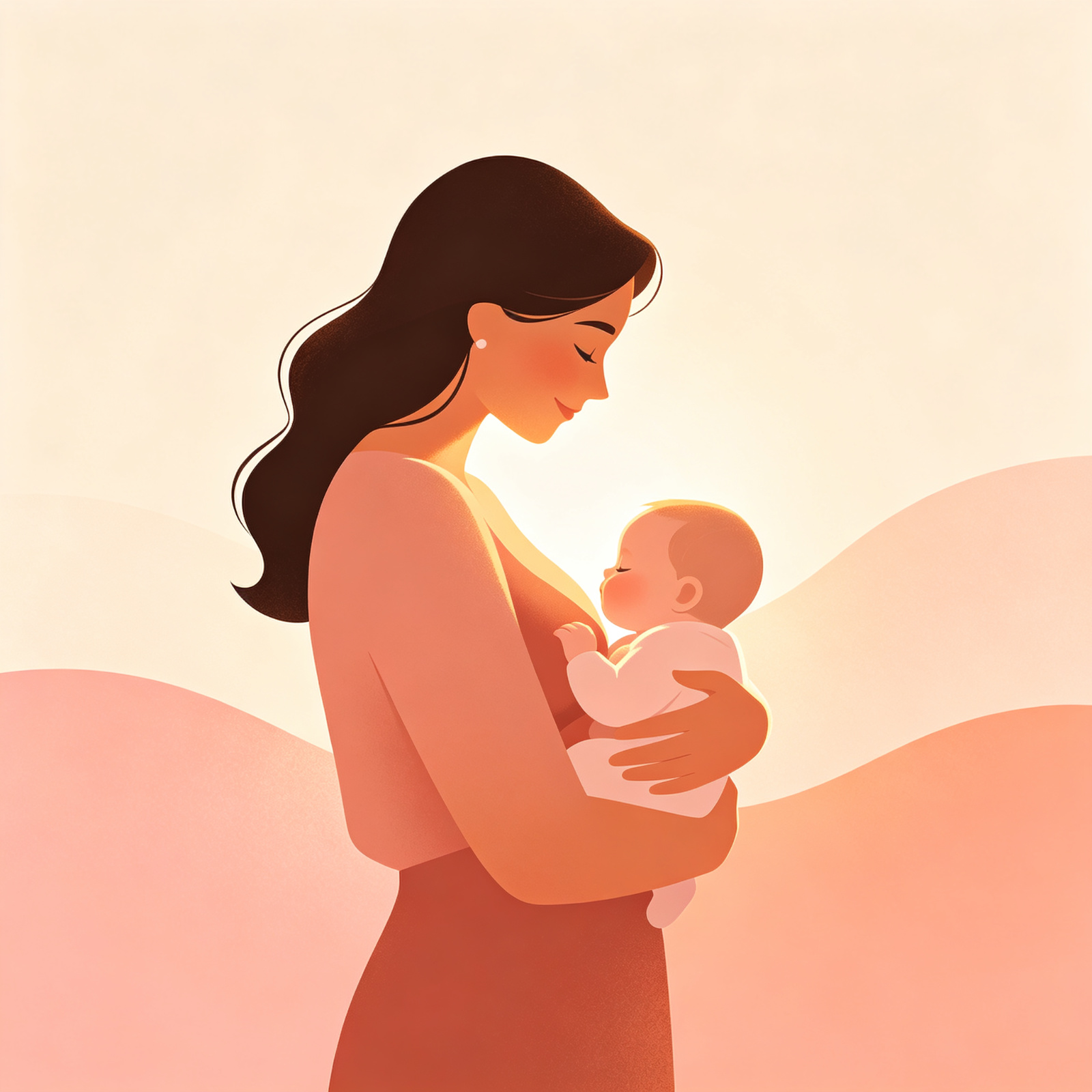 A mom comforting her baby in soft morning light